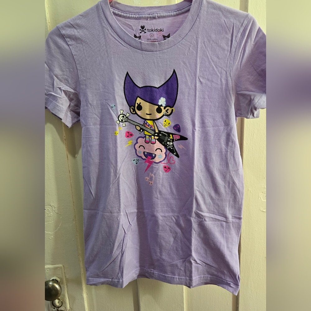 Purple Graphic T-Shirt with Cartoon Design
